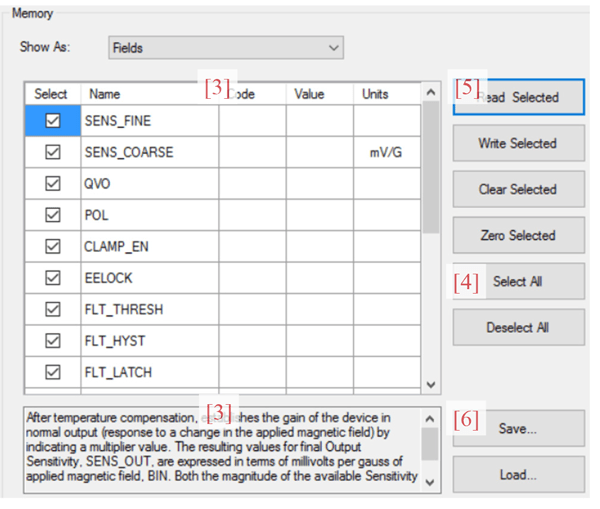 Figure 3: Memory Panel from the A1365 Samples Programmer